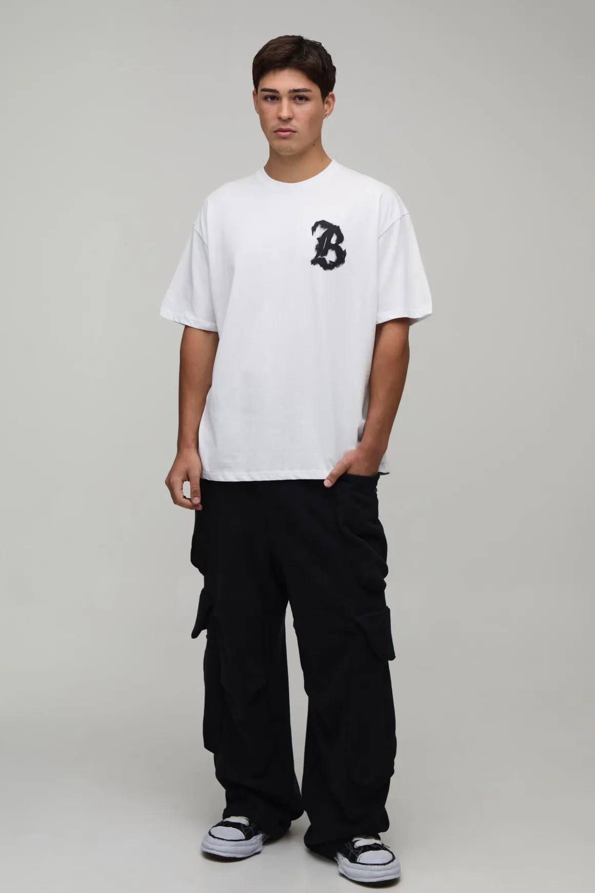 T-shirt Blanc Oversize À Imprimé Graffiti