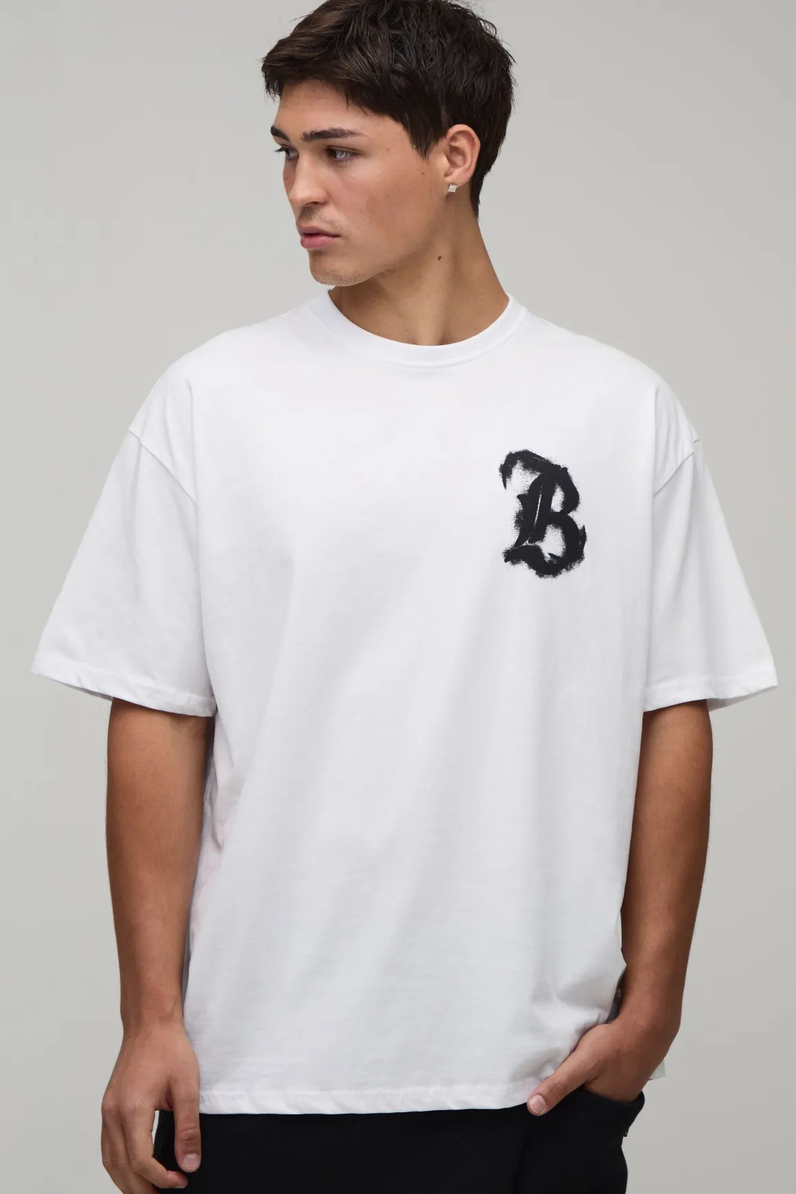 T-shirt Blanc Oversize À Imprimé Graffiti