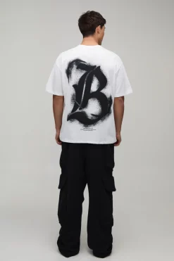 T-shirt Blanc Oversize À Imprimé Graffiti