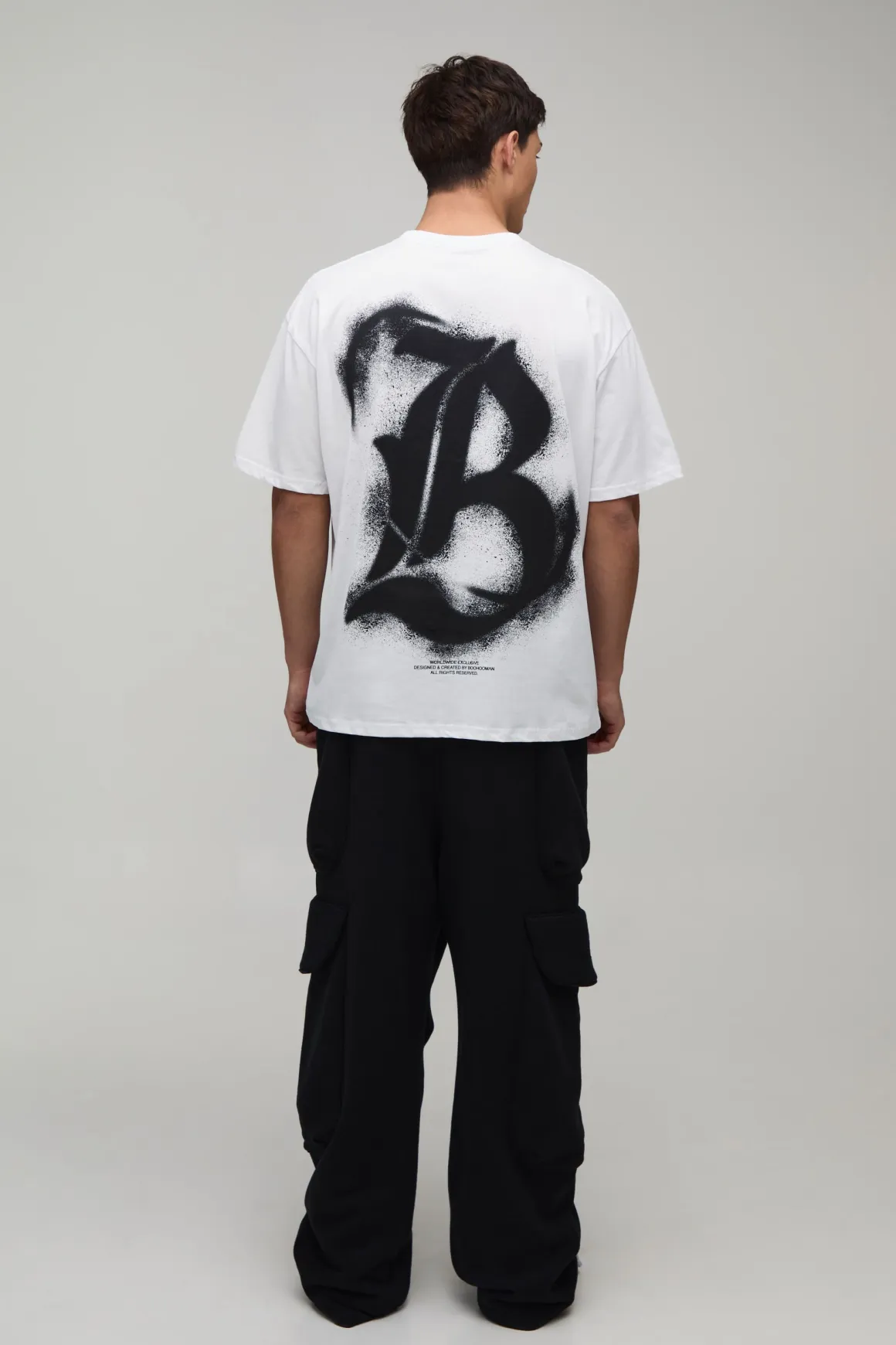T-shirt Blanc Oversize À Imprimé Graffiti