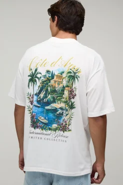 T-shirt Blanc Oversize À Imprimé Localisation