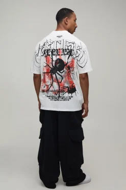 boohooMAN T-shirt Oversize Imprimé Araignée Sur Les Coutures<Homme T-Shirts Impriméstendances|T-Shirts