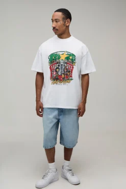 T-shirt Blanc Oversize À Imprimé Stéréo