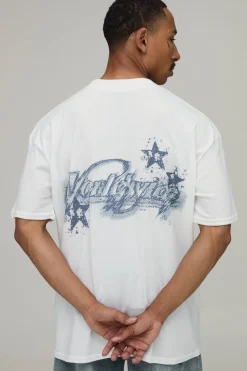 T-shirt Blanc Oversize À Imprimé Graphique Mondial Grande Échelle