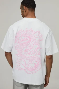 boohooMAN T-shirt Oversize À Imprimé Dragon En Relief<Homme T-Shirts Impriméstendances|T-Shirts