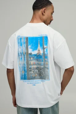 T-shirt Blanc Oversize À Imprimé Photographique Paris