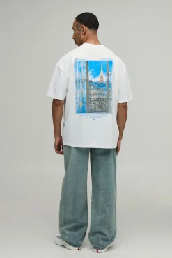 T-shirt Blanc Oversize À Imprimé Photographique Paris