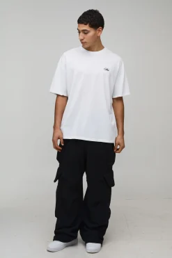 T-Shirt Blanc Oversize à Imprimé Floral Colonne Vertébrale