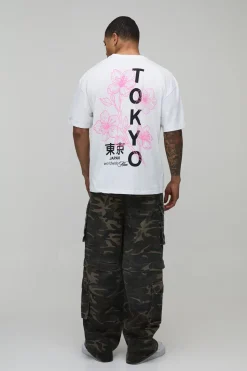 T-Shirt Blanc Oversize à Imprimé Floral Tokyo