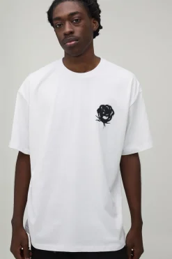 T-shirt Blanc Oversize Rose Graffiti Spray