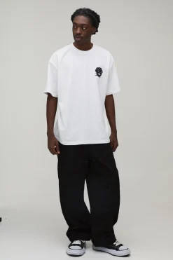 T-shirt Blanc Oversize Rose Graffiti Spray