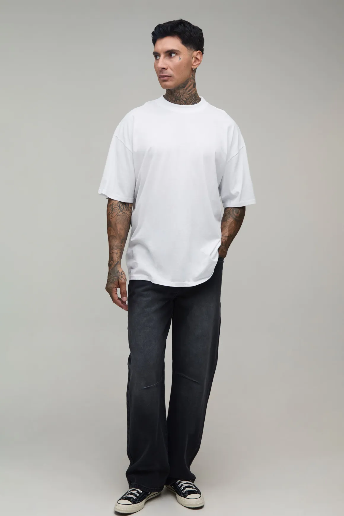 T-shirt Blanc Oversize Tall À Imprimé Western Sur Les Coutures