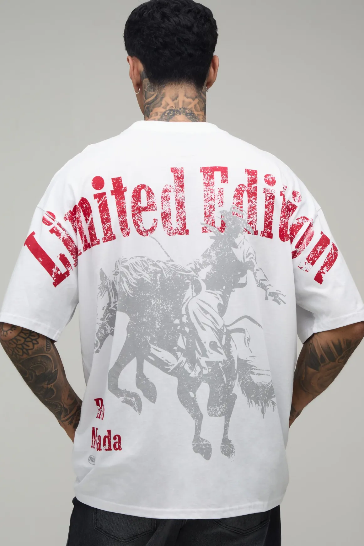 T-shirt Blanc Oversize Tall À Imprimé Western Sur Les Coutures