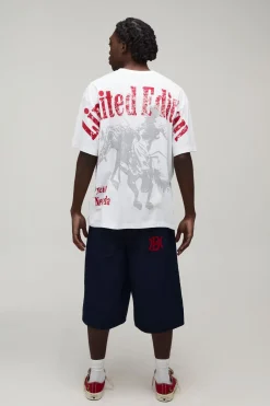 T-shirt Blanc Oversize Western À Imprimé Sur Les Coutures
