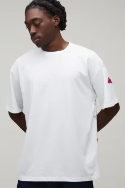 T-shirt Blanc Oversize Western À Imprimé Sur Les Coutures