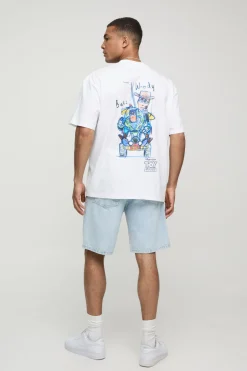 T-shirt blanc surdimensionné à col allongé sous licence Disney Toy Story