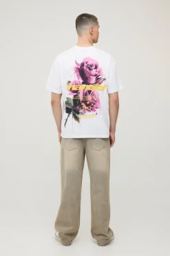 T-shirt Blanc Surdimensionné À Imprimé Floral