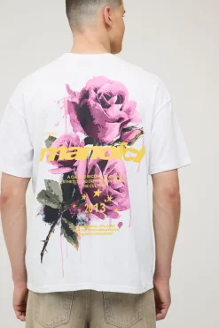 T-shirt Blanc Surdimensionné À Imprimé Floral
