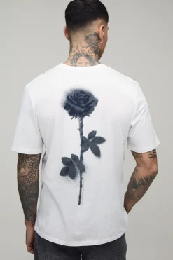 T-shirt Blanc Tall Coupe Regular Avec Imprimé Floral Flou Au Dos