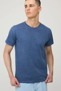 T-shirt Bleu Marine Délavé Coupe Regular À Imprimé Floral Tonal