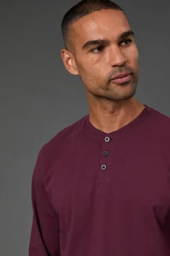 Burton T-Shirt Bordeaux à Manches Longues Col Grand-Père<Homme T-Shirts