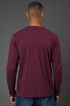 Burton T-Shirt Bordeaux à Manches Longues Col Grand-Père<Homme T-Shirts