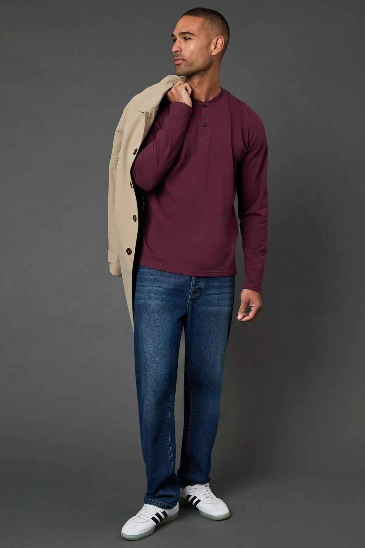 Burton T-Shirt Bordeaux à Manches Longues Col Grand-Père<Homme T-Shirts