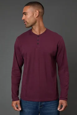 Burton T-Shirt Bordeaux à Manches Longues Col Grand-Père<Homme T-Shirts