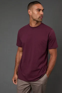 T-Shirt Bordeaux Uni à Col Rond
