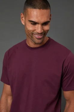 T-Shirt Bordeaux Uni à Col Rond