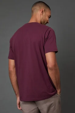 T-Shirt Bordeaux Uni à Col Rond