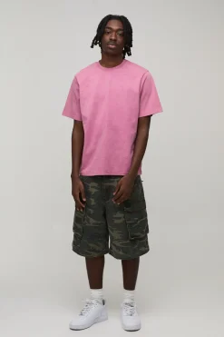 boohooMAN T-shirt Boxy Essentiel Lavé En Coton Épais<Homme T-Shirts|Essentiels
