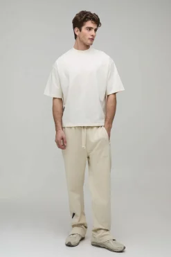 T-shirt Boxy Oversize Col Allongé En Coton Épais