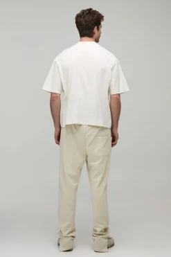 T-shirt Boxy Oversize Col Allongé En Coton Épais