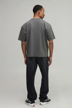 T-shirt Boxy Oversize Gris Anthracite À Imprimé Ville De Los Angeles