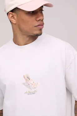 boohooMAN T-shirt Boxy Oversize Imprimé Chaise De Plage Miniature<Homme T-Shirts Impriméstendances|T-Shirts