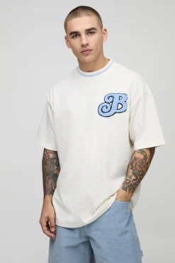 T-shirt brodé de style varsity surdimensionné