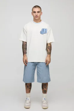 T-shirt brodé de style varsity surdimensionné