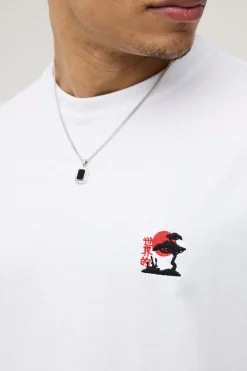 T-shirt Brodé Fleurs Surdimensionné