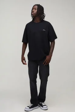 boohooMAN T-shirt Brodé Signature Homme Oversize<Homme T-Shirts
