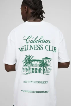 T-shirt Calabasas Wellness Club à col étendu surdimensionné