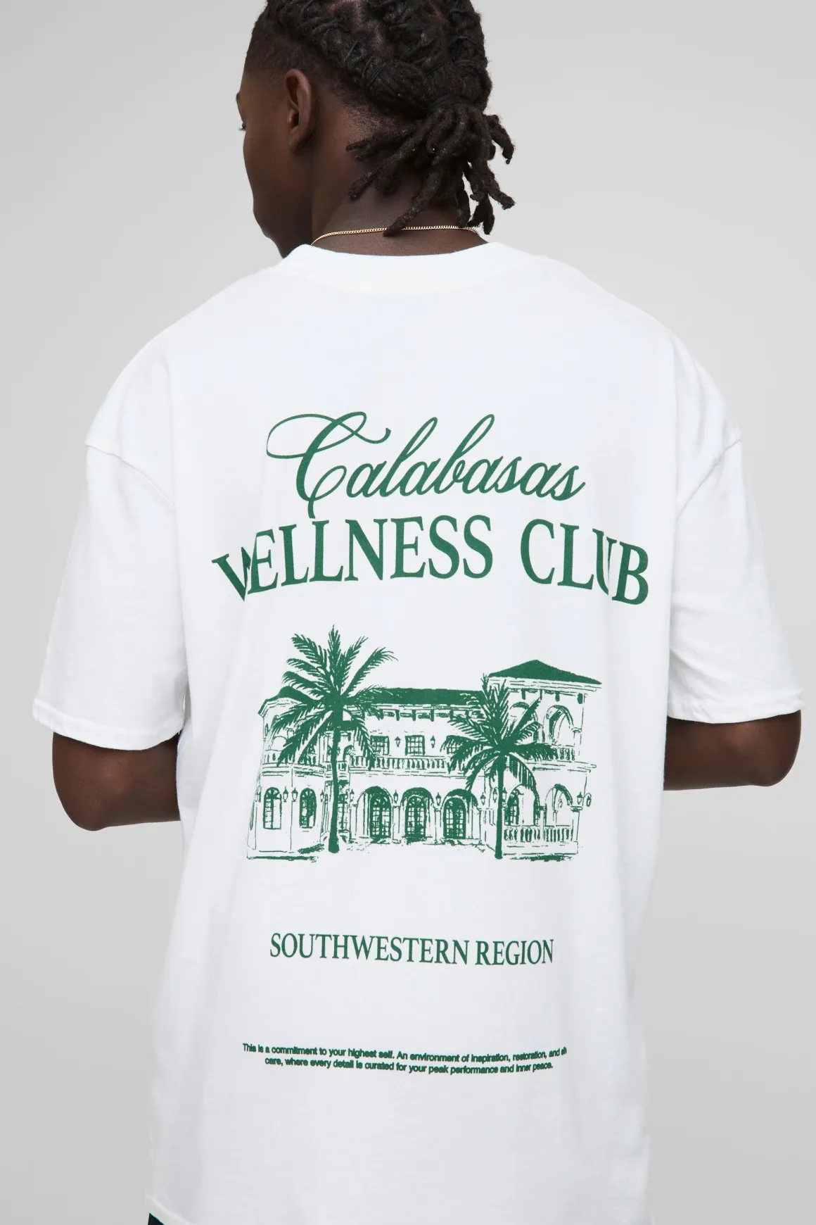 T-shirt Calabasas Wellness Club à col étendu surdimensionné