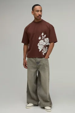 boohooMAN T-shirt Oversized Boxy À Imprimé Floral Flou<Homme T-Shirts Impriméstendances|T-Shirts