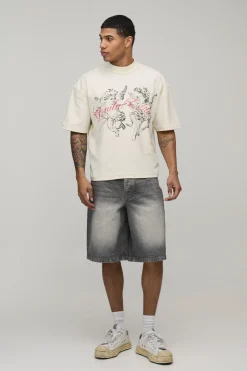 T-shirt Chérubin Écru Oversize Boxy Col Étendu Coutures Apparentes
