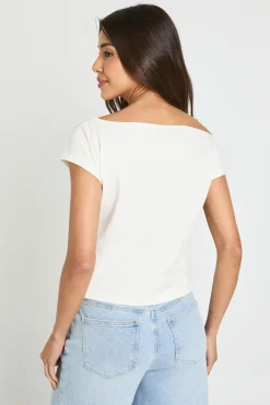 T-shirt Col Asymétrique Clouté