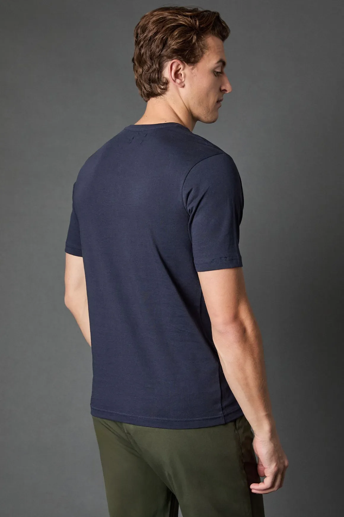T-Shirt Col Grand-Père Marine