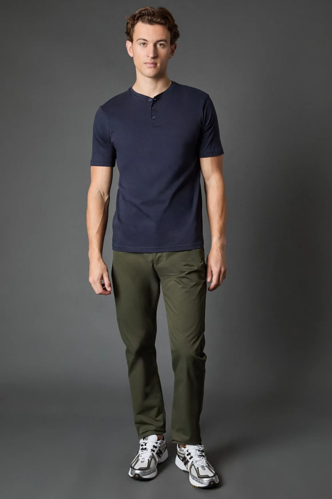 T-Shirt Col Grand-Père Marine
