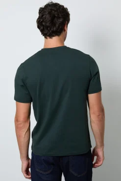 T-shirt Col Grand-père Vert Foncé