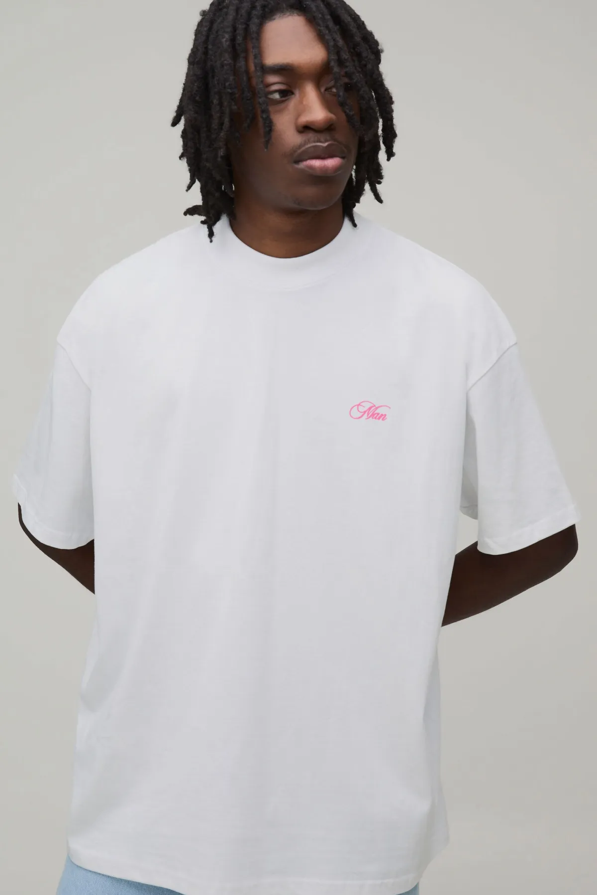boohooMAN T-shirt Col Rallongé Oversize Imprimé Sakura En Coton Épais<Homme T-Shirts Impriméstendances|T-Shirts