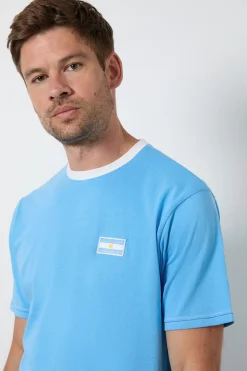T-shirt Col Rond Bleu Clair Imprimé Argentine